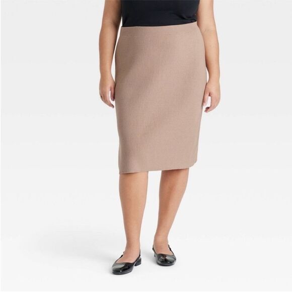 Ava & Viv Tan Ribbed Skirt Skirt, Size XXL, NWT - Picture 3 of 11